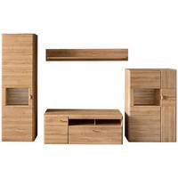 WOHNWAND  in Eichefarben 325/206/52 cm  - Eichefarben/Silberfarben, Konventionell, Glas/Holzwerkstoff (325/206/52cm) - Cantus