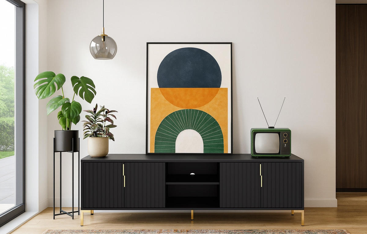 LOWBOARD Flinn  in 165/50/40 cm  - Goldfarben/Schwarz, Design, Holzwerkstoff/Metall (165/50/40cm) - Boxxx