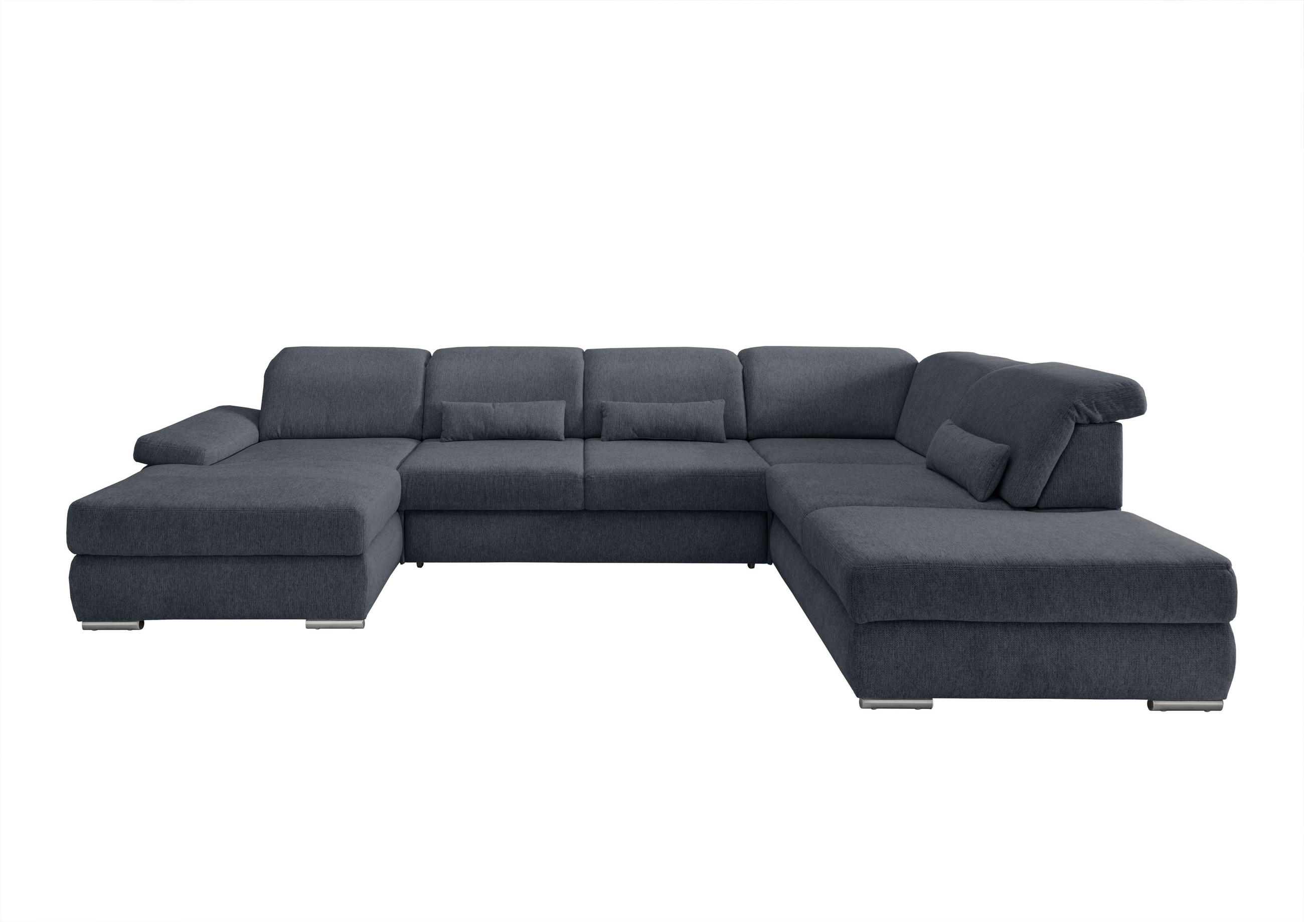 WOHNLANDSCHAFT Anthrazit Chenille  - Chromfarben/Anthrazit, MODERN, Holz/Textil (186/375/250cm) - Livetastic