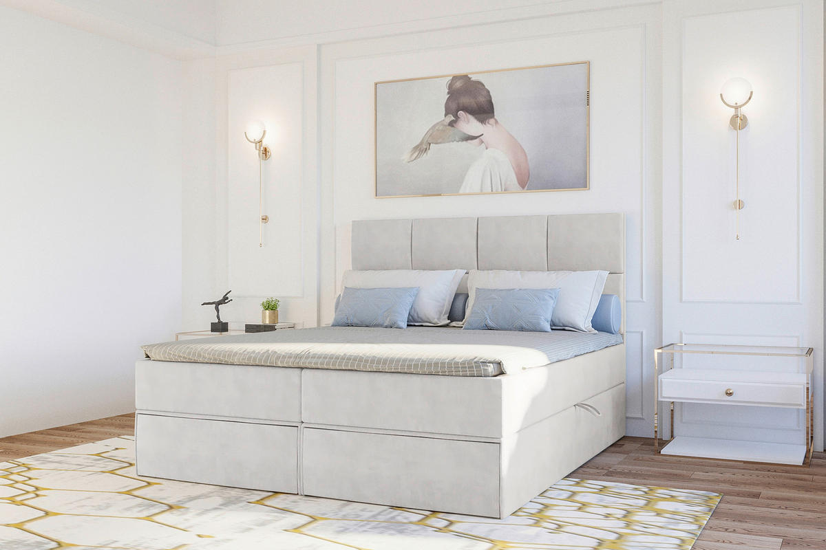 BOXBETT 140/200 cm  in Weiß  - Schwarz/Weiß, KONVENTIONELL, Kunststoff/Textil (140/200cm) - Boxxx