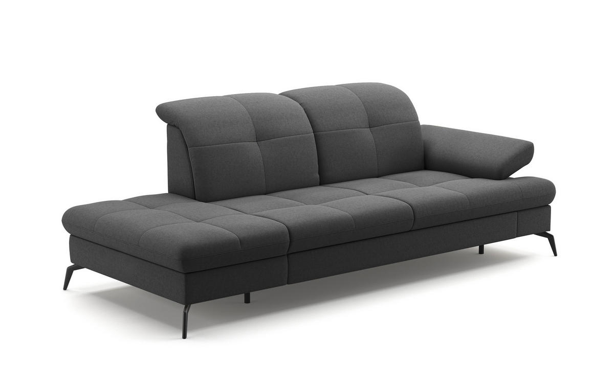 RÉCAMIERE in Flachgewebe Dunkelgrau  - Dunkelgrau/Schwarz, Konventionell, Textil/Metall (231/90/122cm) - Sit & More