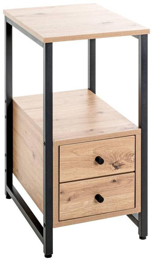 BEISTELLTISCH 40/30/63 cm Schwarz, Eichefarben rechteckig  - Eichefarben/Schwarz, Design, Holzwerkstoff/Metall (40/30/63cm)