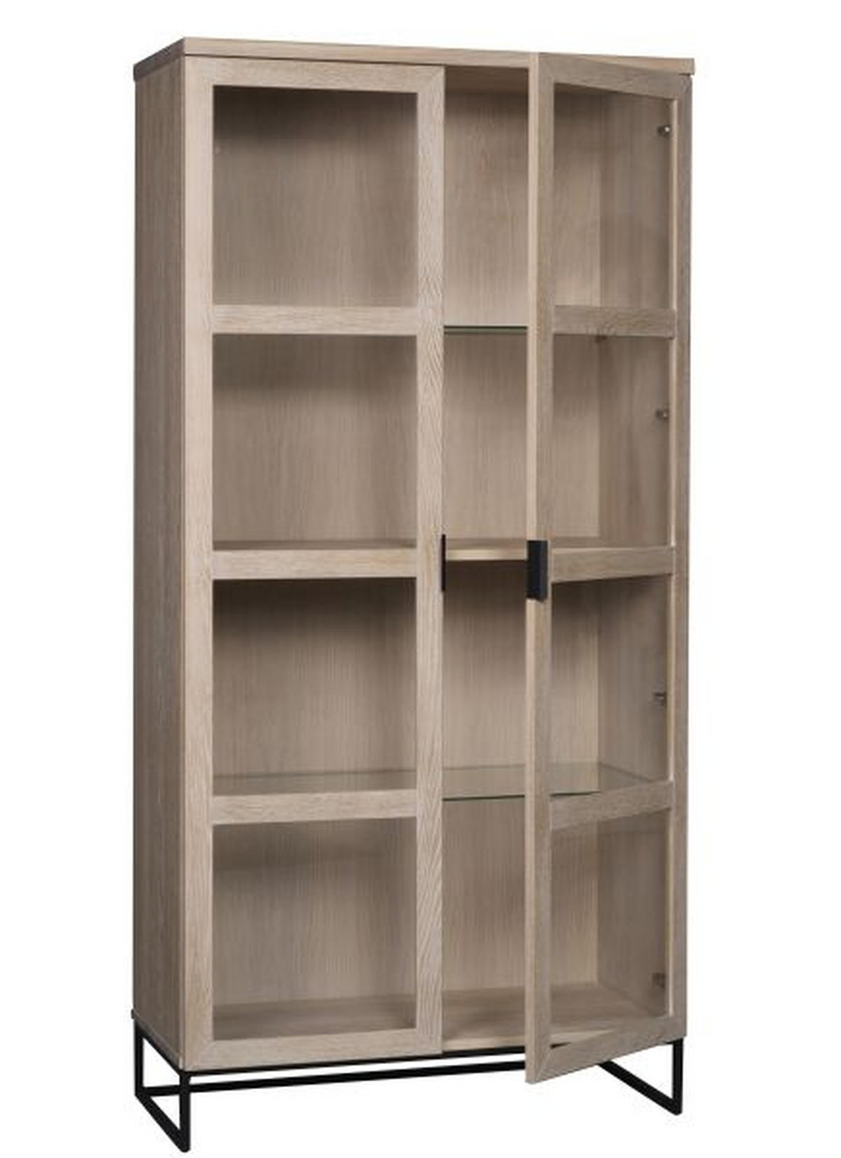 VITRINSKÅP i delar i massivt trä ek svart, ekfärgad, transparent  - svart/transparent, Modern, metall/trä (95/195/41cm) - Rowico