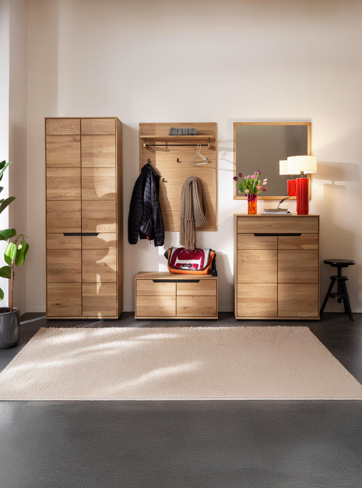 GARDEROBE 5-teilig  in 267/195/41 cm  - Wildeiche, Natur, Holz/Holzwerkstoff (267/195/41cm) - Linea Natura
