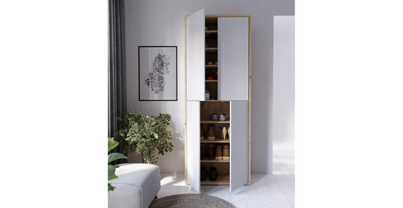 SCHUHSCHRANK 74,5/191,9/34,9 cm - Hellgrau/Eiche Artisan, MODERN, Holzwerkstoff/Kunststoff (74,5/191,9/34,9cm) - Xora