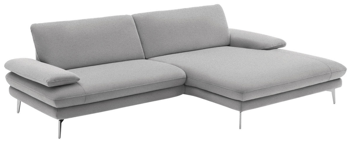 ECKSOFA in Webstoff Hellgrau  - Hellgrau/Schwarz, Design, Textil/Metall (284/184cm) - Dieter Knoll
