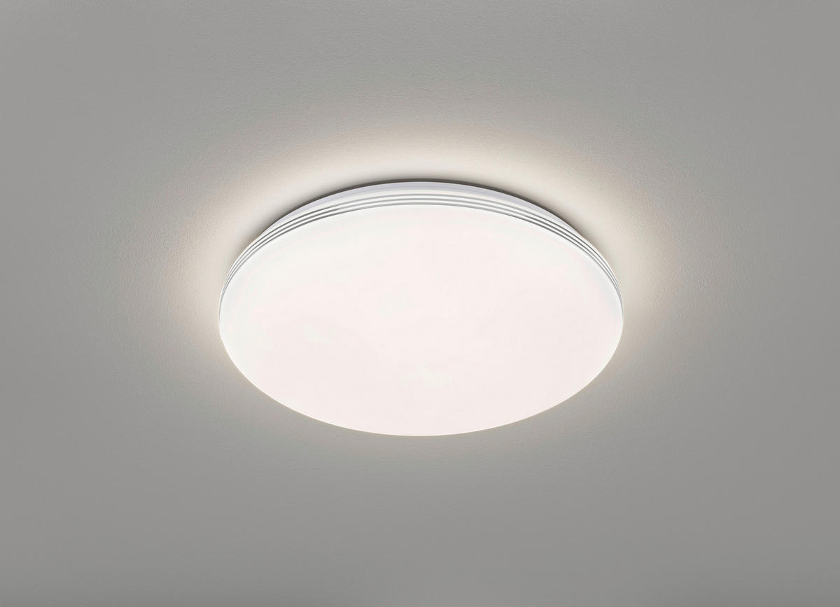 LED-TAKLAMPA Faro 43 cm  - vit/kromfärg, Klassisk, glas (43cm) - Fischer & Honsel