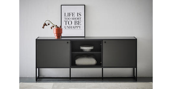 SIDEBOARD 180/75/41 cm  in Anthrazit, Schwarz  - Anthrazit/Schwarz, MODERN, Holzwerkstoff/Metall (180/75/41cm) - Novel