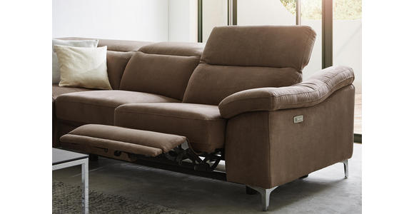 WOHNLANDSCHAFT Braun, Chromfarben Struktur - Chromfarben/Braun, Design, Holz/Textil (219/267cm) - Cantus