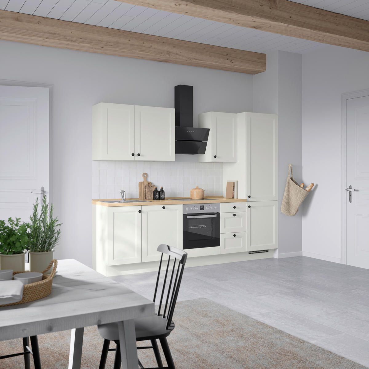 KÜCHENBLOCK Cascada 270 cm  in Weiß, Eichefarben  - Eichefarben/Schwarz, MODERN, Holzwerkstoff/Metall (270cm) - Nobilia