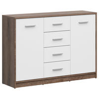 KOMMODE 118,5/84/34 cm  in Eichefarben, Weiss  - Weiss/Eichefarben, Design, Holzwerkstoff/Kunststoff (118,5/84/34cm)