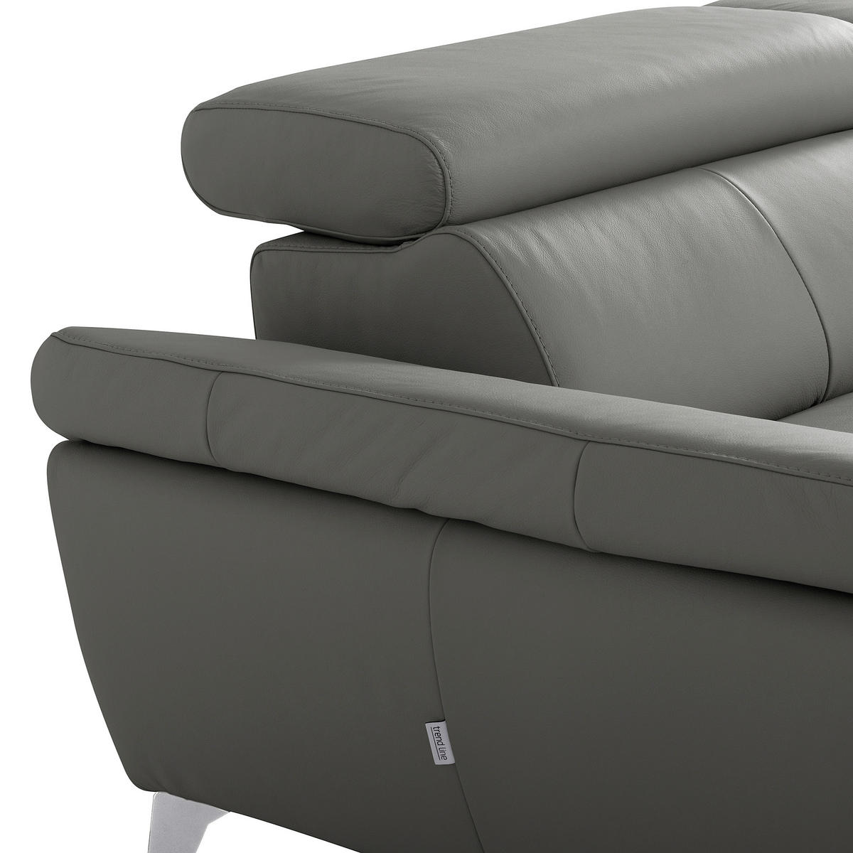 ECKSOFA SONO Anthrazit Echtleder Lederlook Bettkasten, Armteilverstellung, Kopfteilverstellung  - Chromfarben/Anthrazit, Design, Leder/Textil (252/179cm) - Livetastic