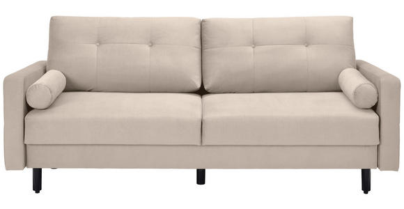 SCHLAFSOFA  in Samt Naturfarben  - Schwarz/Naturfarben, KONVENTIONELL, Holz/Textil (220/95/98cm) - Carryhome