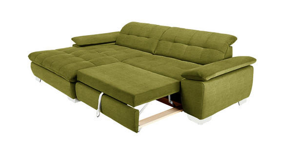 ECKSOFA in Mikrofaser Hellgrün  180/265 cm  - Chromfarben/Hellgrün, Design, Textil/Metall (180/265cm) - Carryhome