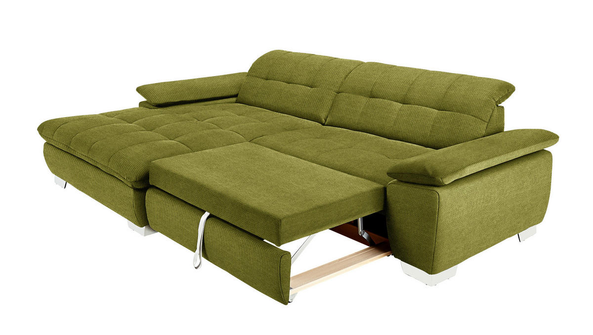 ECKSOFA in Mikrofaser Hellgrün  - Chromfarben/Hellgrün, Design, Textil/Metall (180/265cm) - Carryhome