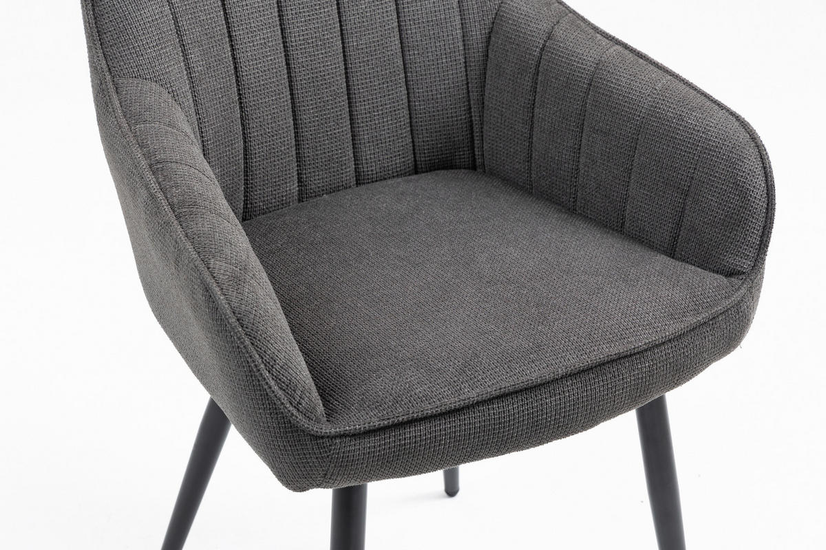 ARMLEHNSTUHL  Sitzfläche 180° drehbar   - Anthrazit/Schwarz, MODERN, Textil/Metall (63/83/63cm) - Livetastic