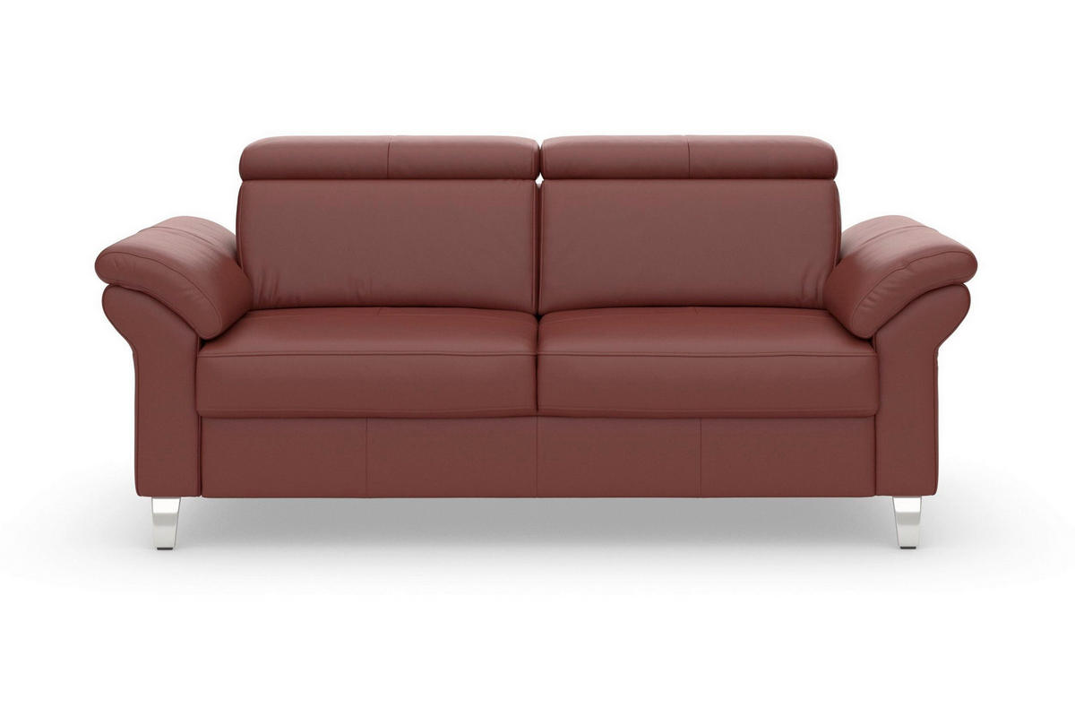 3-SITZER-SOFA ARNGAST E Echtleder Rotbraun  - Chromfarben/Rotbraun, Basics, Leder/Metall (186/84/93cm) - Sit & More