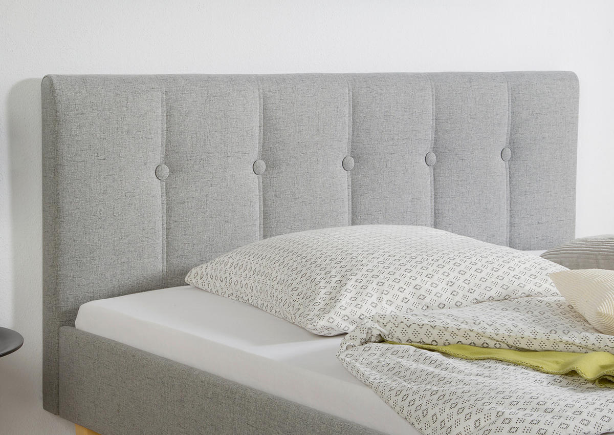 POLSTERBETT  in Hellgrau,  - Hellgrau/Naturfarben, MODERN, Holz/Textil (105/99/216cm) - Livetastic