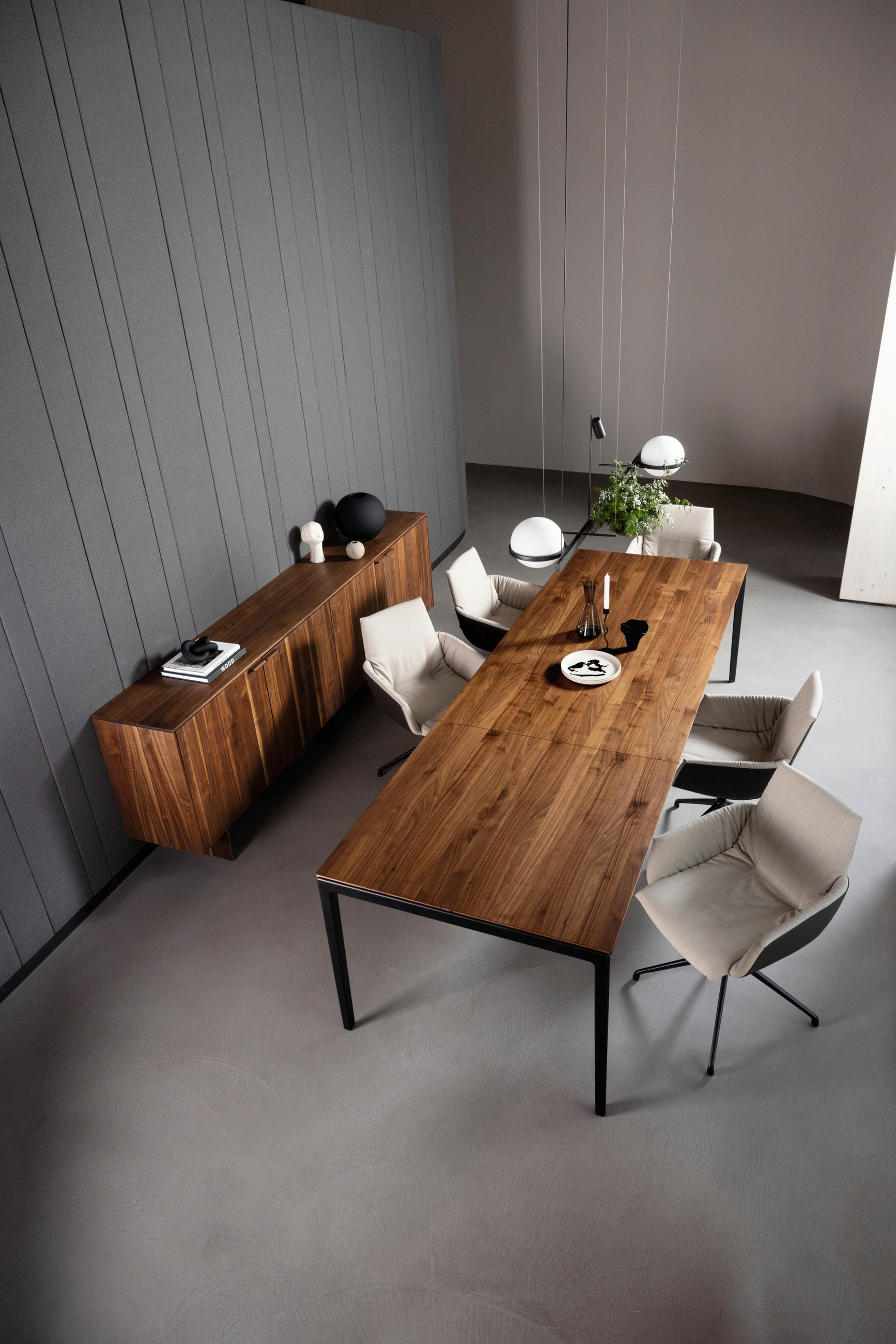 ESSTISCH in Holz, Metall 200(300)/100/75 cm  - Nussbaumfarben/Schwarz, Design, Holz/Metall (200(300)/100/75cm) - Team 7