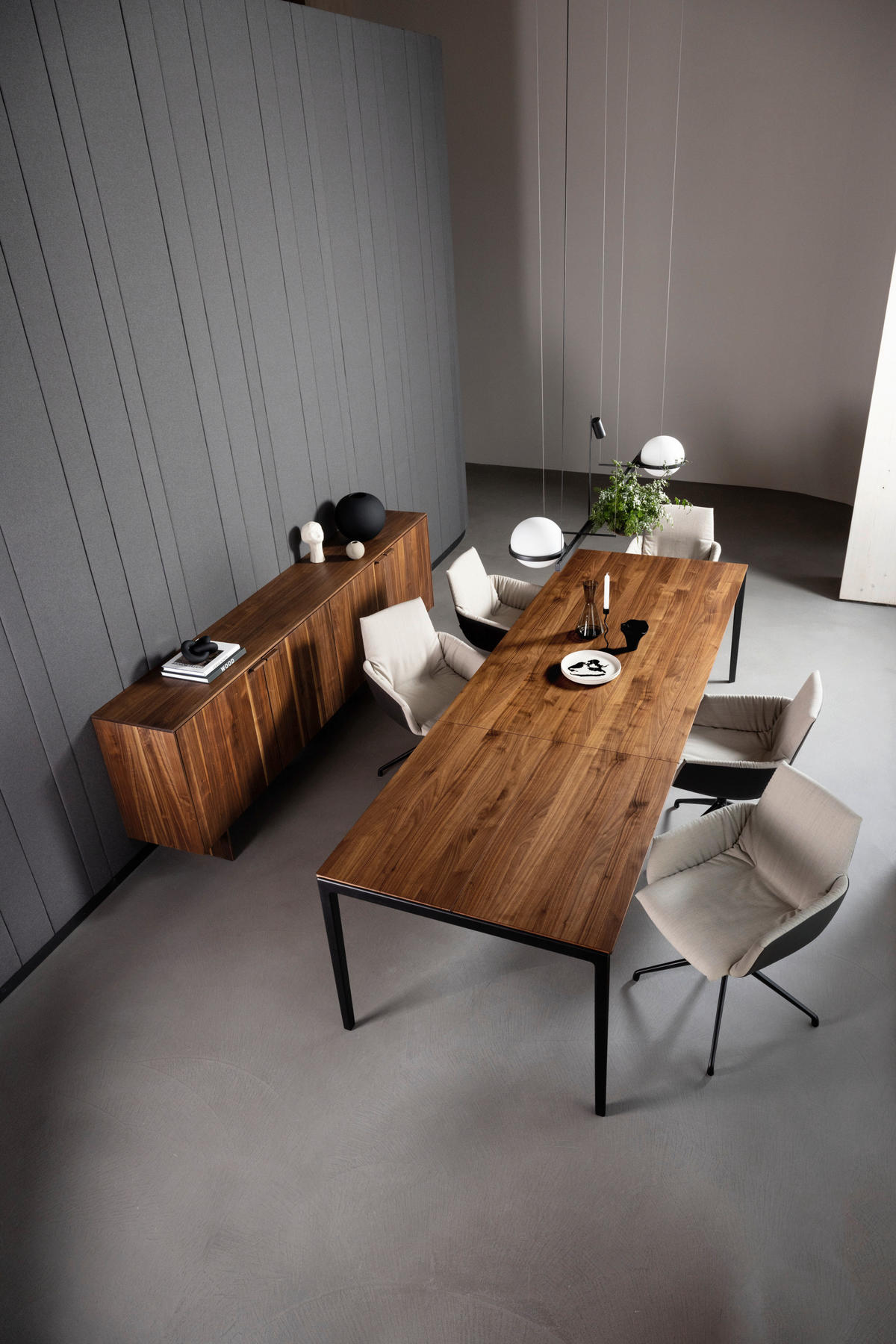 ESSTISCH in Holz, Metall 200(300)/100/75 cm  - Nussbaumfarben/Schwarz, Design, Holz/Metall (200(300)/100/75cm) - Team 7