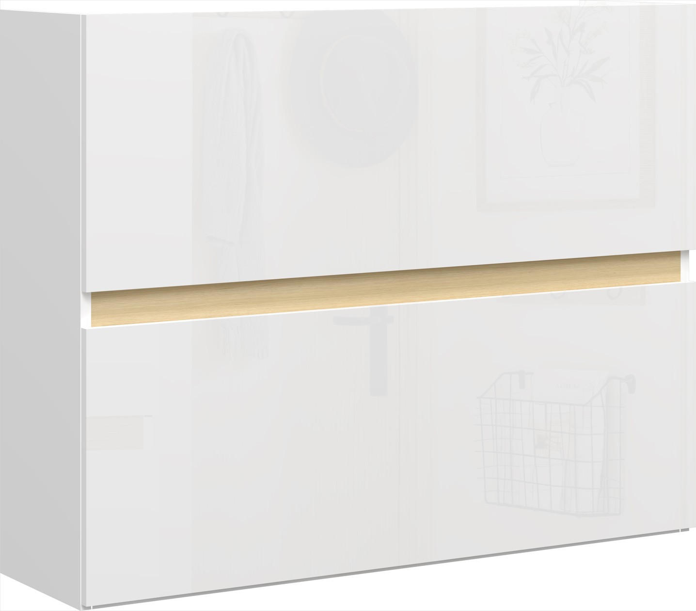 SCHUHKIPPER  in 104/82/29 cm  - Eichefarben/Weiß Hochglanz, Design, Holzwerkstoff (104/82/29cm) - MID.YOU