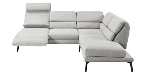 ECKSOFA in Flachgewebe Hellgrau  - Hellgrau/Schwarz, Design, Textil/Metall (253-321/212-253cm) - Dieter Knoll