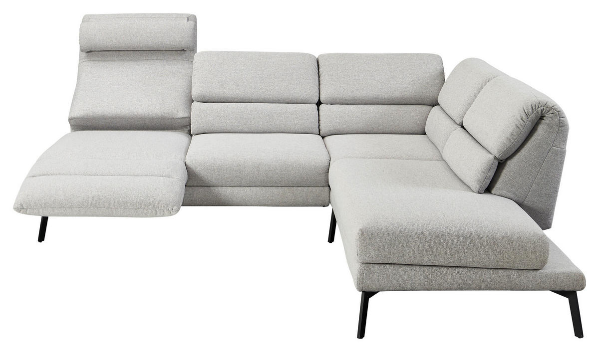 ECKSOFA in Flachgewebe Anthrazit  - Anthrazit/Schwarz, Design, Textil/Metall (256-363/212-253cm) - Dieter Knoll