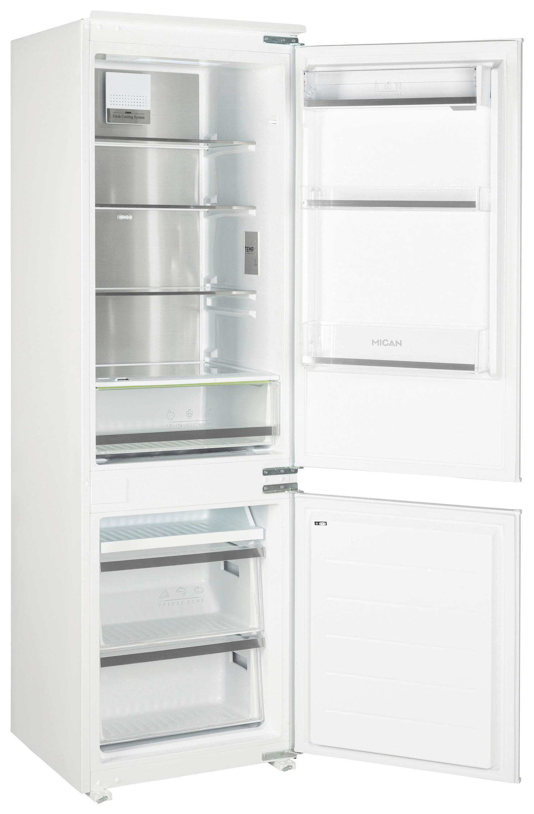 KÜHL-GEFRIER-KOMBINATION EKMBMFNFMCD  - Weiß, Basics, Glas/Metall (54/178,5/54cm) - Mican