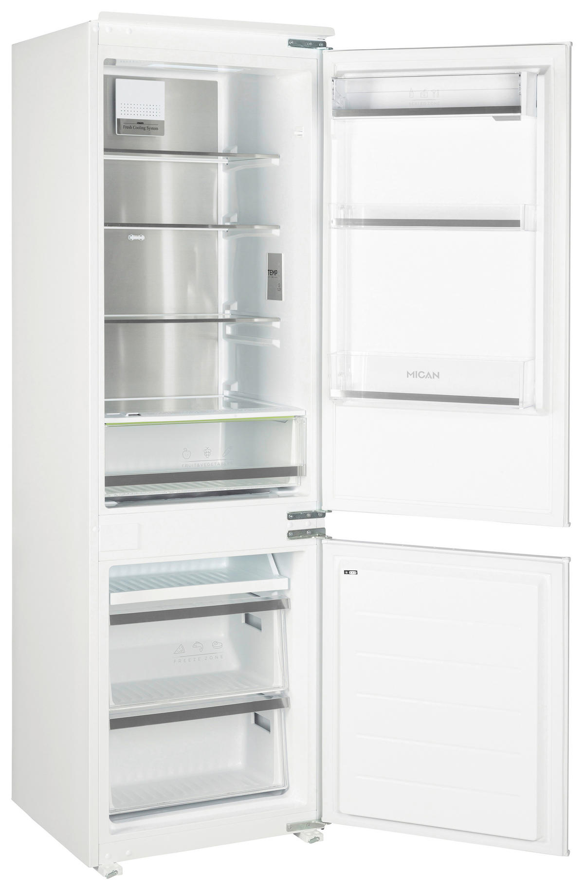 KÜHL-GEFRIER-KOMBINATION EKMBMFNFMCD  - Weiß, Basics, Glas/Metall (54/178,5/54cm) - Mican