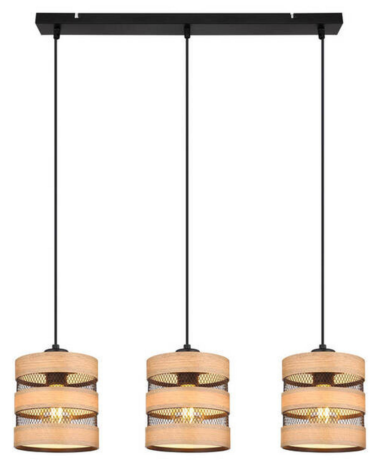 HÄNGLAMPA 75/18/120 cm  - svart/mörkbrun, Design, metall/trämaterial (75/18/120cm) - Globo