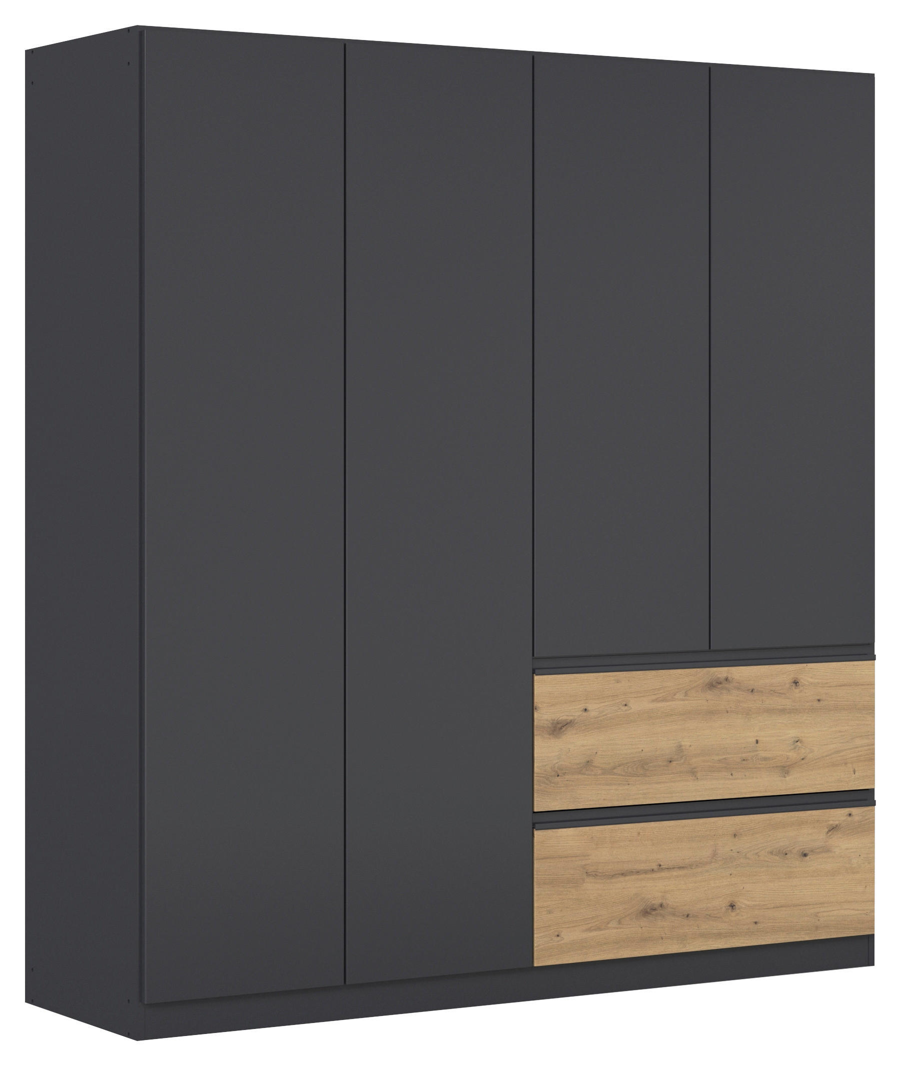 Rauch Möbel Drehtürenschrank Grau, Eiche Artisan 181x197x54 cm
