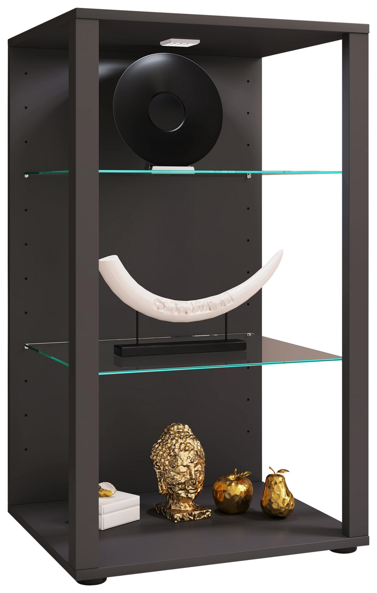 VITRINE in Anthrazit  - Anthrazit/Schwarz, Modern, Glas/Holzwerkstoff (52/90/44cm) - MID.YOU