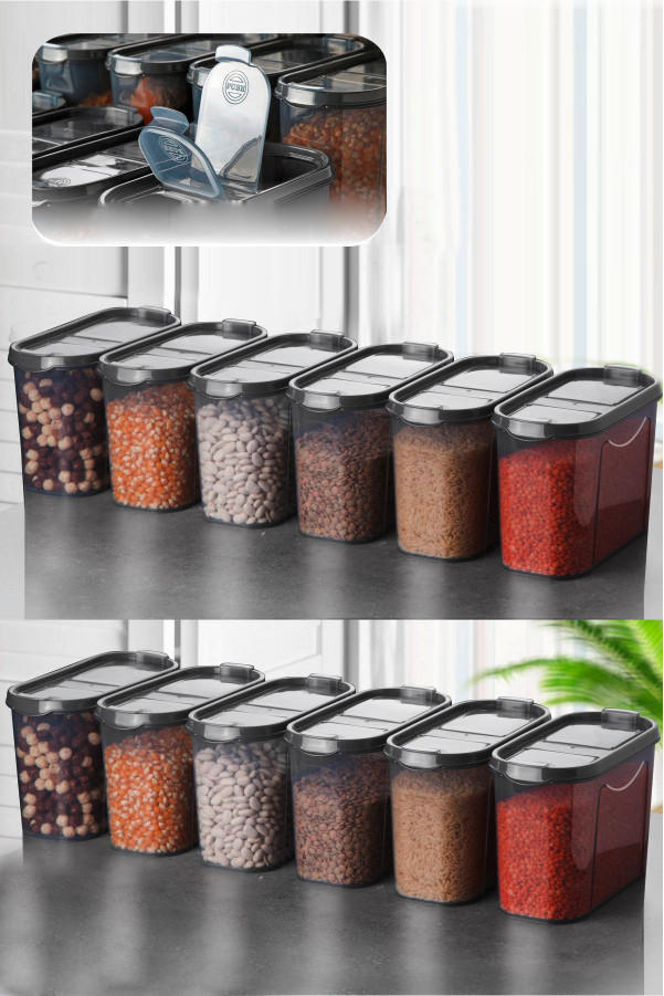VORRATSDOSENSET 12-teilig  - Anthrazit, Basics, Kunststoff (19/13/9cm) - P & B