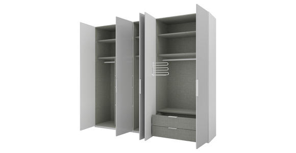DREHTÜRENSCHRANK 250/223/62 cm 5-türig Grau - Alufarben/Grau, KONVENTIONELL, Glas/Holzwerkstoff (250/223/62cm) - Novel