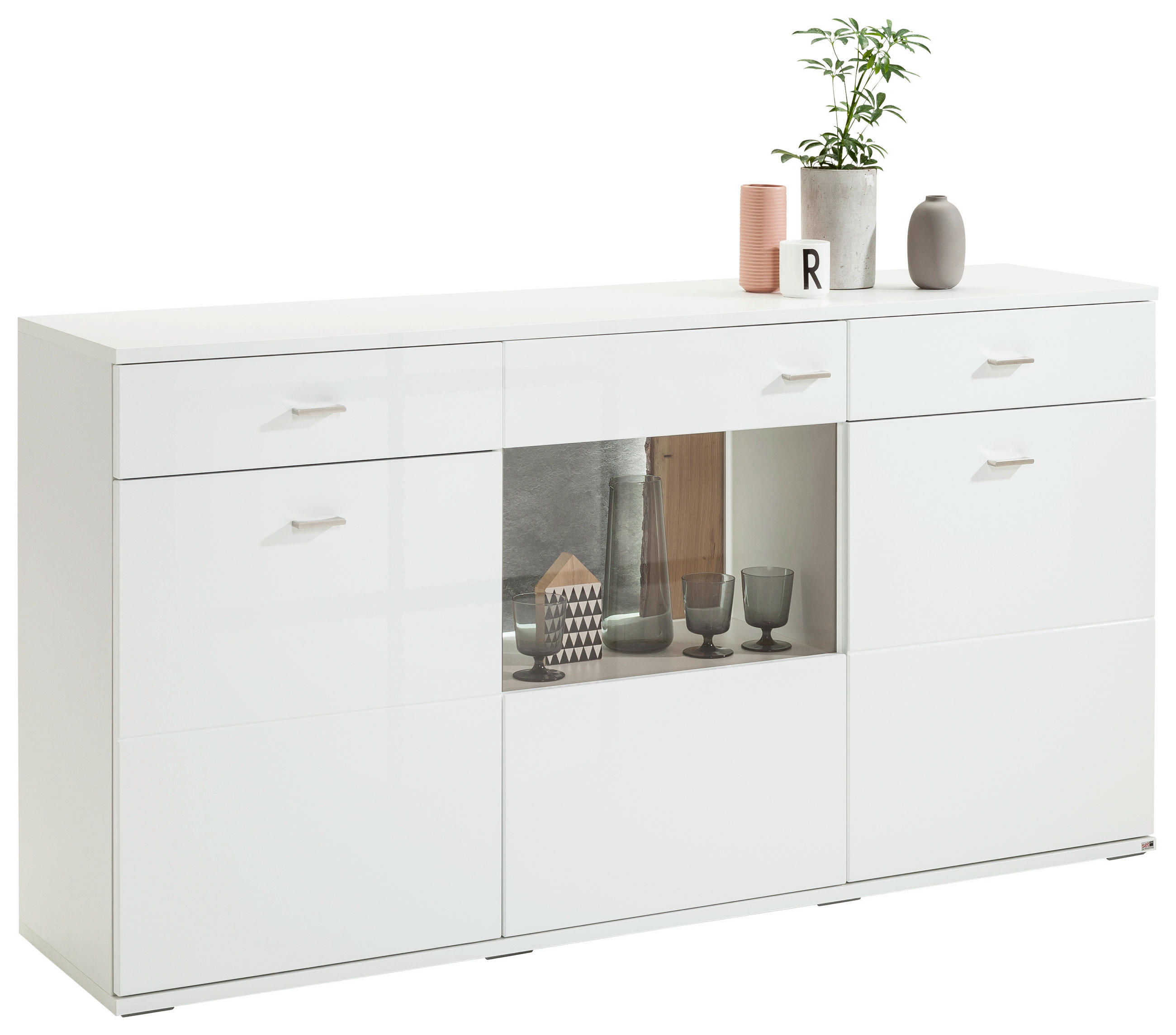 SIDEBOARD  in 180,1/95,1/43,6 cm  - Schieferfarben/Eichefarben, Design, Holzwerkstoff/Metall (180,1/95,1/43,6cm) - SetOne by Musterring