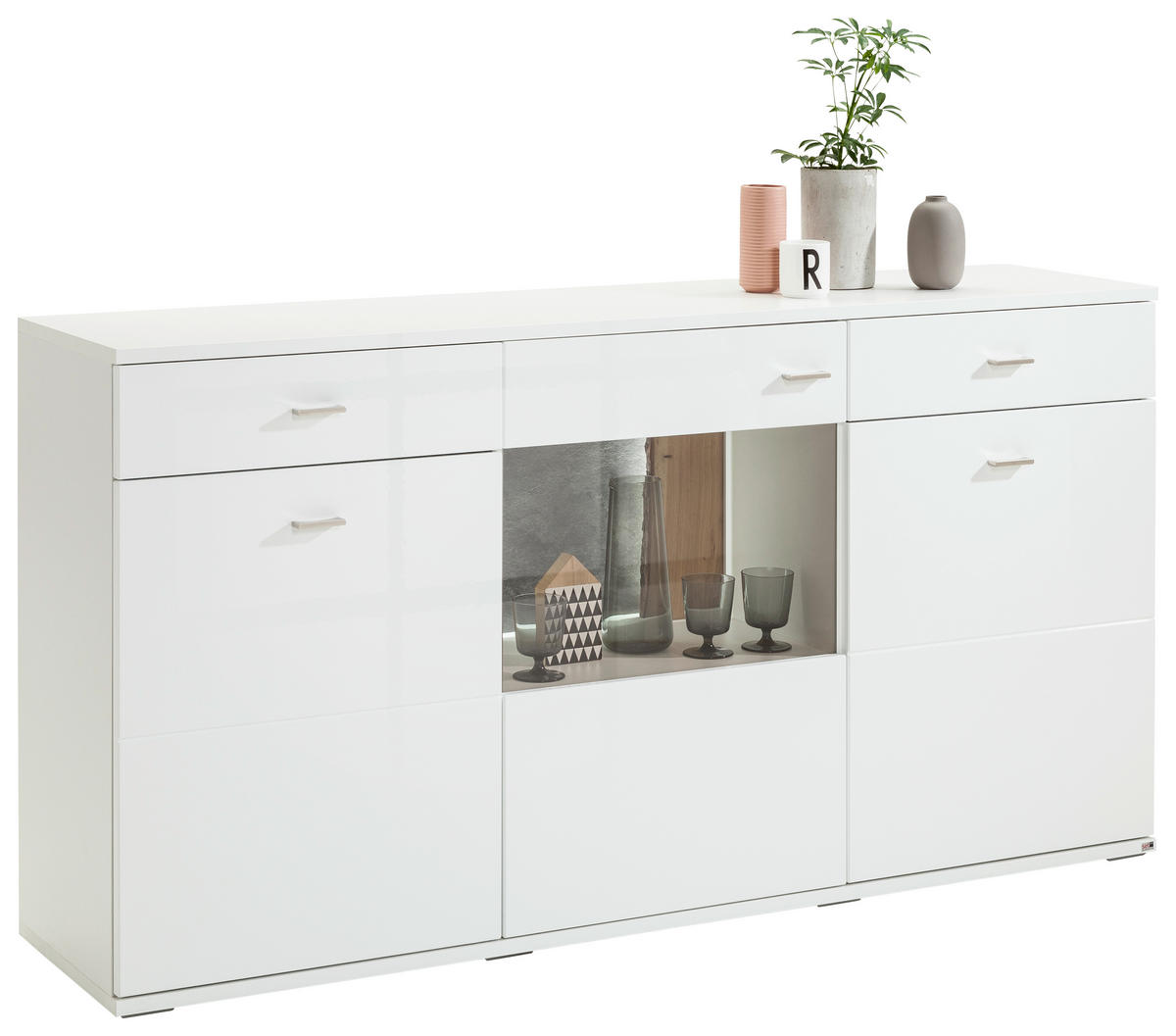 SIDEBOARD  in 180,1/95,1/43,6 cm  - Schieferfarben/Eichefarben, Design, Holzwerkstoff/Metall (180,1/95,1/43,6cm) - SetOne by Musterring
