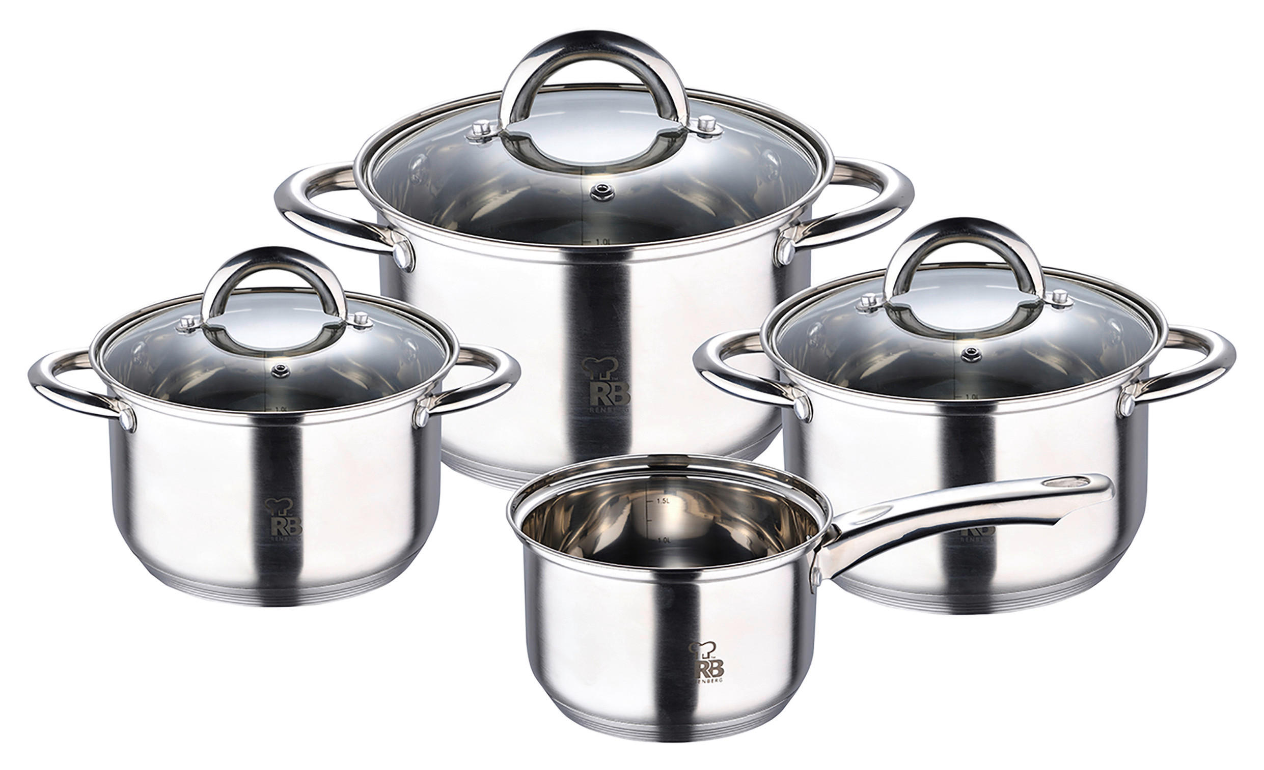 KOCHTOPFSET RENBERG ALEXANDER 7-teilig  - Silberfarben, Basics, Glas/Metall (16cm)