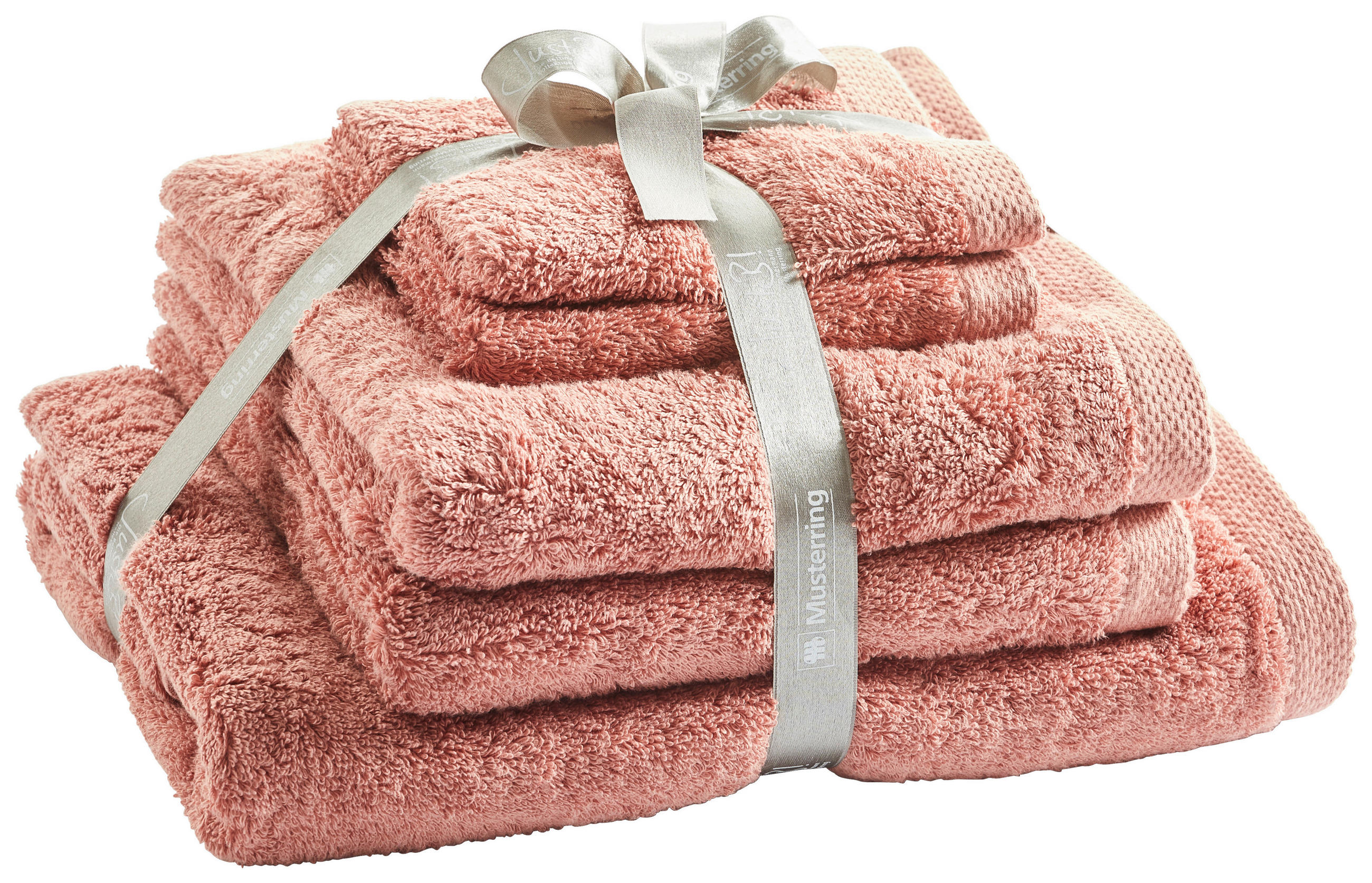 SADA RUČNÍKŮ A OSUŠEK, růžová, starorůžová - starorůžová/růžová, Basics, textil - Musterring