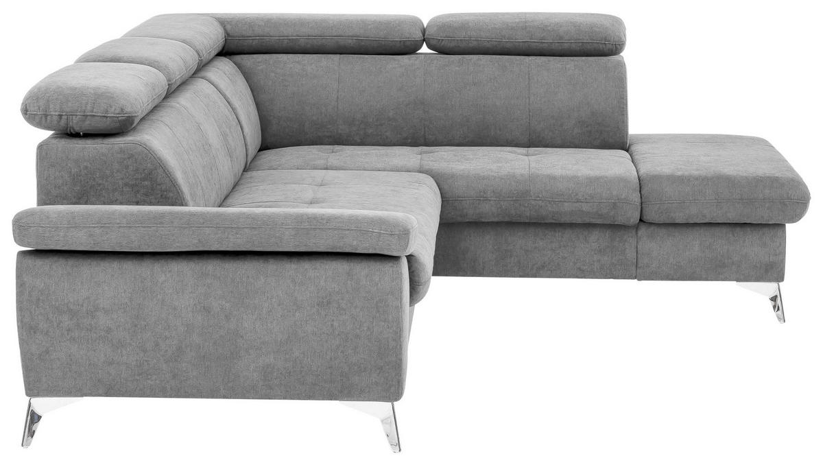 ECKSOFA in Mikrofaser Hellgrau  - Chromfarben/Hellgrau, Konventionell, Textil/Metall (256/209cm) - Livetastic