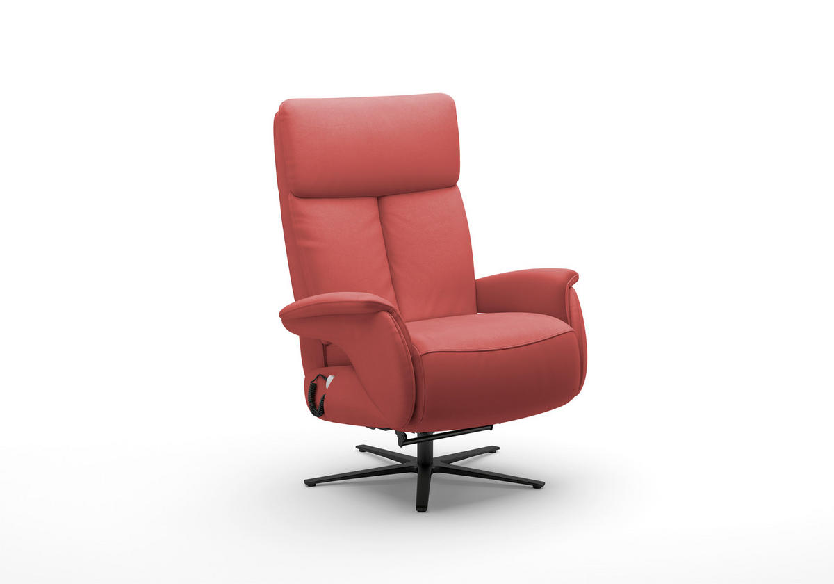 RELAXSESSEL TV TRIPLE SEVEN XTRA LARGE S1 Echtleder Kopfteilverstellung, Aufstehhilfe, Fußteilverstellung, Rücken echt    - Rot/Schwarz, Basics, Leder/Metall (86/111/86cm) - Sit & More