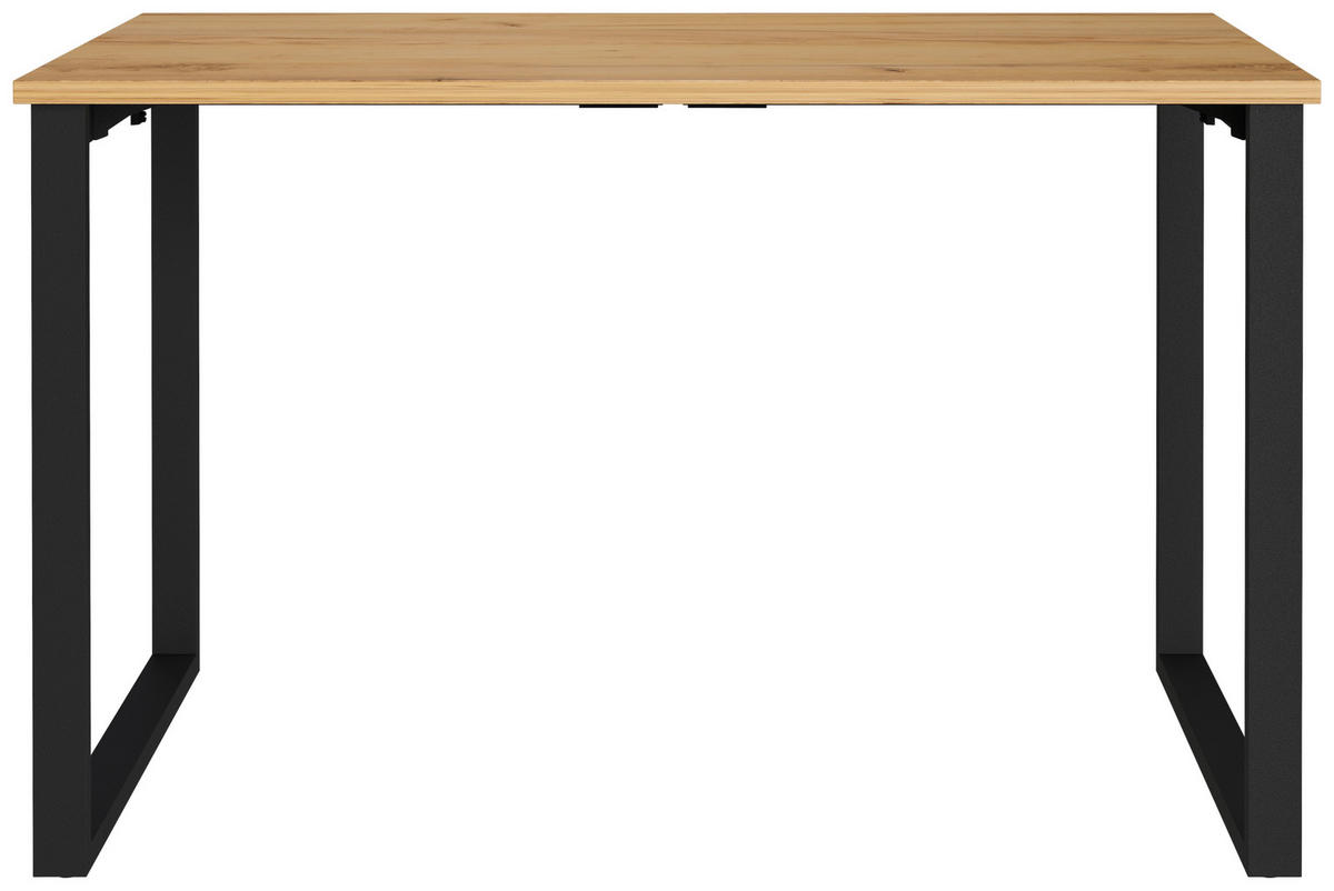 SCHREIBTISCH 120/80/75 cm, Schwarz, Eichefarben, Hellbraun, in verschiedenen Holz-Dekoren erhältlich, justierbare Füße  - Hellbraun/Eichefarben, MODERN, Holzwerkstoff/Metall (120/80/75cm) - Novel