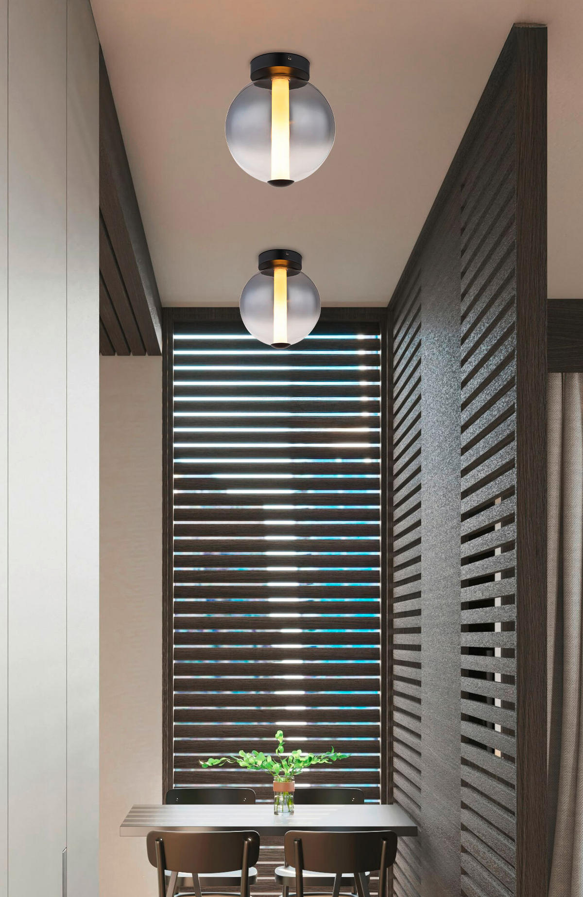 LED-DECKENLEUCHTE 25/28,5 cm   - Opal/Schwarz, Design, Glas/Kunststoff (25/28,5cm) - Globo