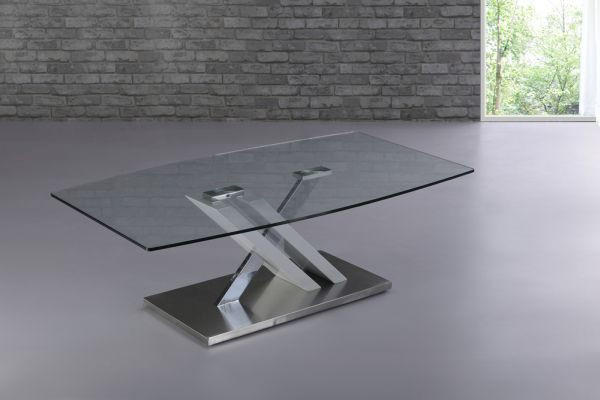 KLUBSKA MIZA, bela, barve kroma  - barve kroma/bela, Design, kovina/steklo (120/70/40cm) - Xora