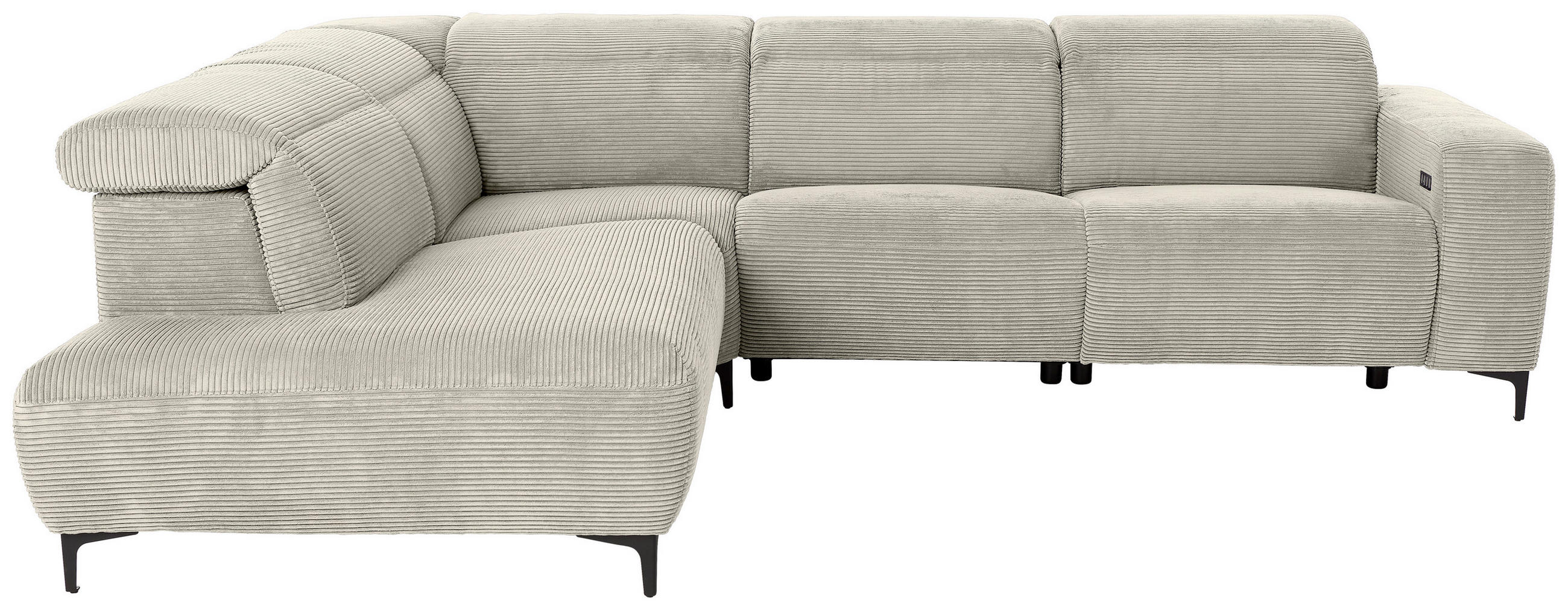 ECKSOFA in Cord Naturfarben  - Schwarz/Naturfarben, Design, Textil (223/290cm) - Pure Home Lifestyle