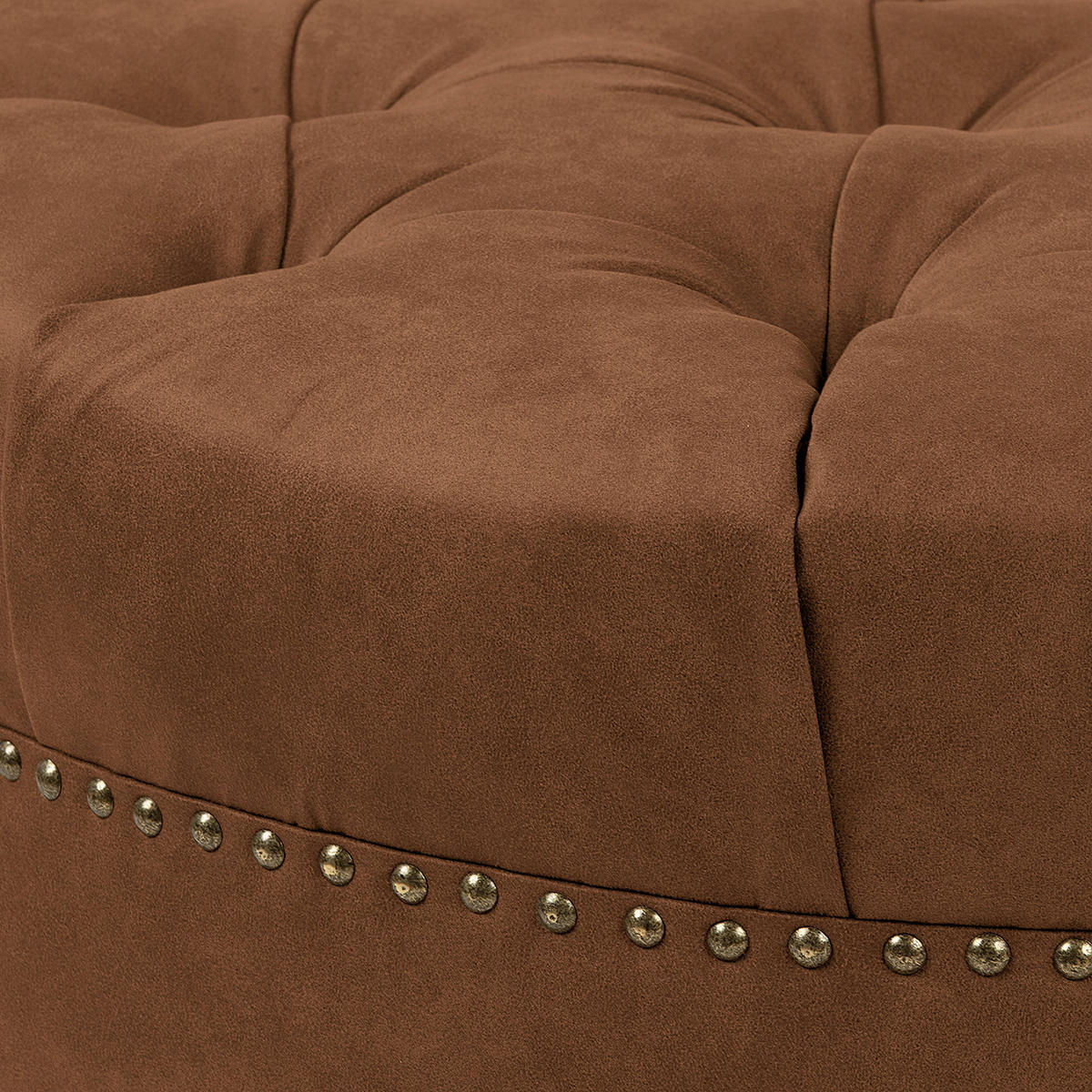 HOCKER Textil Cognac  - Cognac/Braun, Design, Holz/Textil (80/45/80cm) - Livetastic