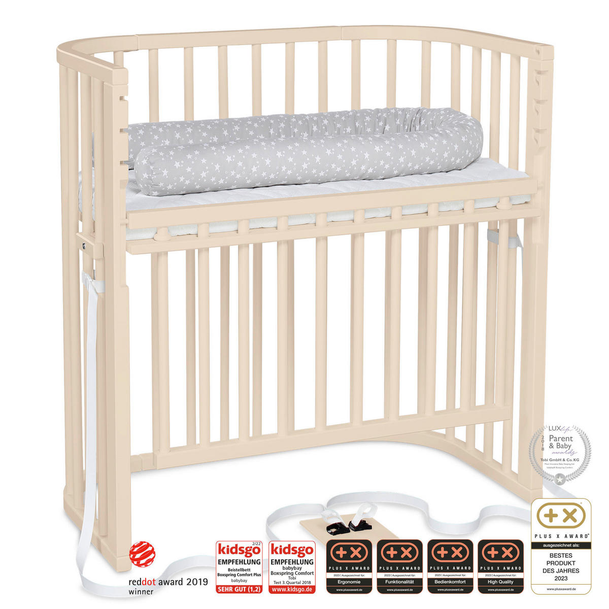 BEISTELLBETT  96/56,50/96,50 cm  - Beige, Basics, Holz (96/56,50/96,50cm) - Babybay