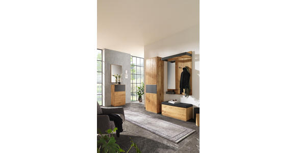 SCHUHSCHRANK 60/105/38 cm - Eichefarben/Anthrazit, Natur, Glas/Holz (60/105/38cm) - Valnatura