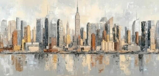 Euroart Leinwandbild Skyline IV Mehrfarbig 115x55 cm