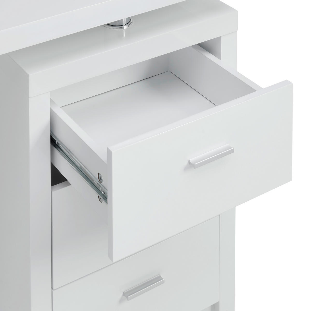 SCHREIBTISCH 120/55/75 cm Weiß Hochglanz Stauraum  - Chromfarben/Weiß Hochglanz, MODERN, Holzwerkstoff/Metall (120/55/75cm) - MID.YOU