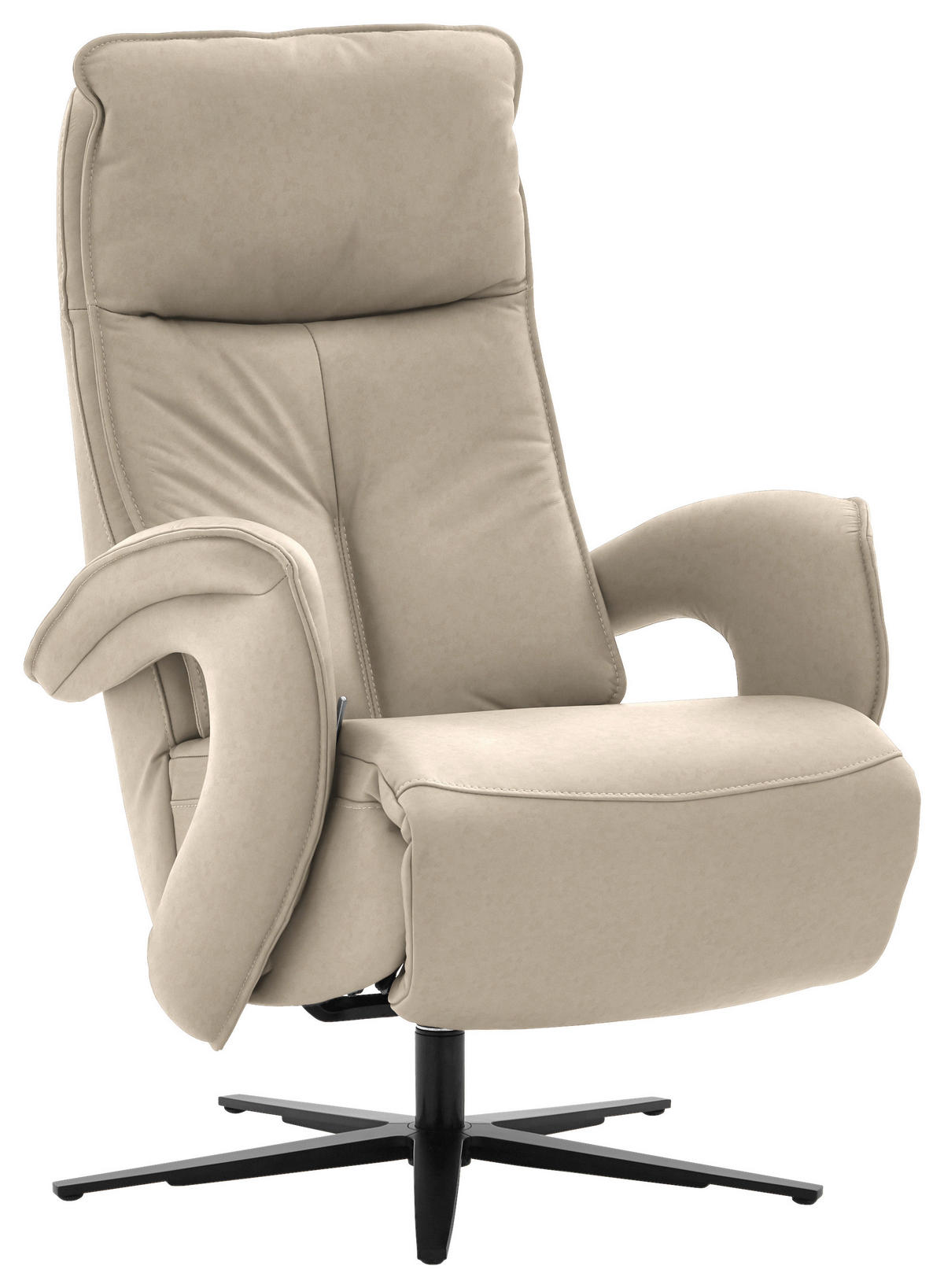 RELAXSESSEL in Leder Ecru  - Ecru/Schwarz, Design, Leder/Metall (77/110/87cm) - Valdera